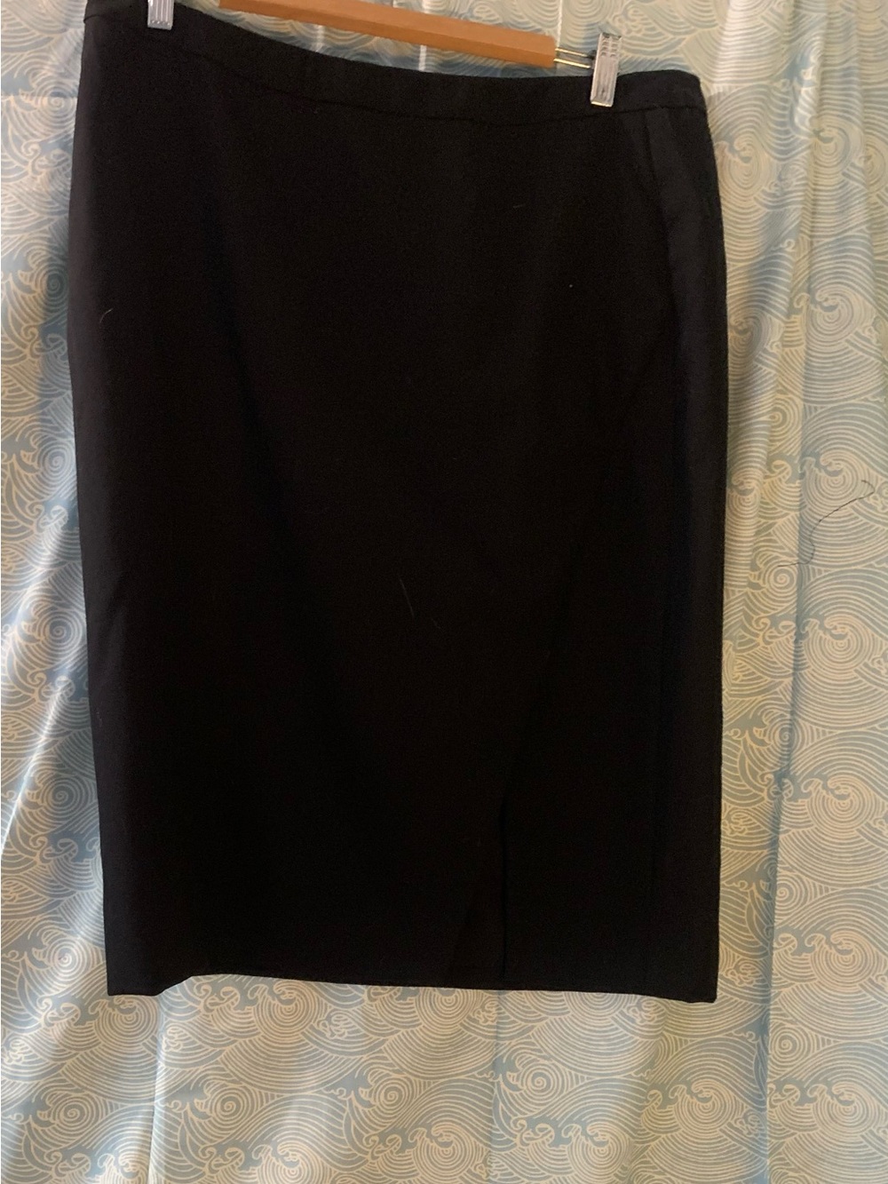 Garnet Hill Black Pencil Skirt 100% Wool With Lining